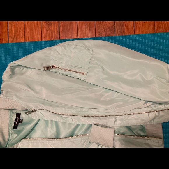 Fashion Nova Mint Blue Green Bomber Jacket - Picture 2 of 2